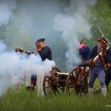 Фрагмент исторической реконструкции в Маунт-Верноне. 2026 год, 250 лет США — историческая реконструкция в Маунт-Верноне